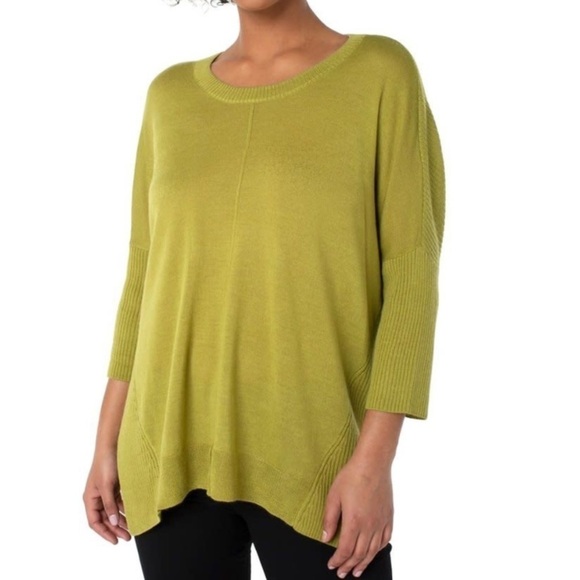 NWT Liverpool Fully Fashioned Wool Blend Ribbed Sweater in Chartreuse - Picture 1 of 8